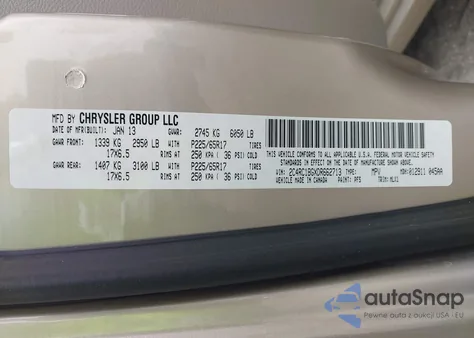 2013 Chrysler Town & Country Touring z USA, uszkodzony, nr VIN 2C4RC1BGXDR662713